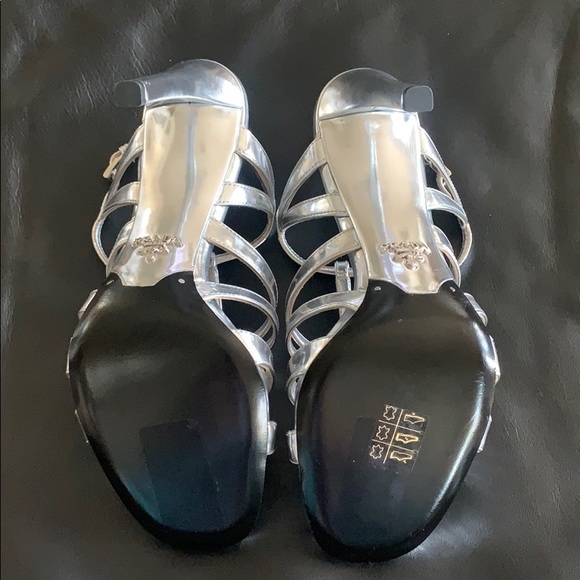 Prada Silver Stiletto Sandals - Picture 5 of 6